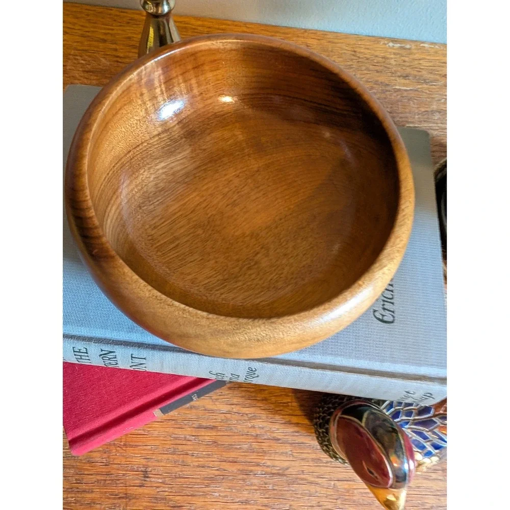 Vintage MCM Myrtlewood Wood Bowl Oregon Poem in Wood Duncan Crofters 5.5